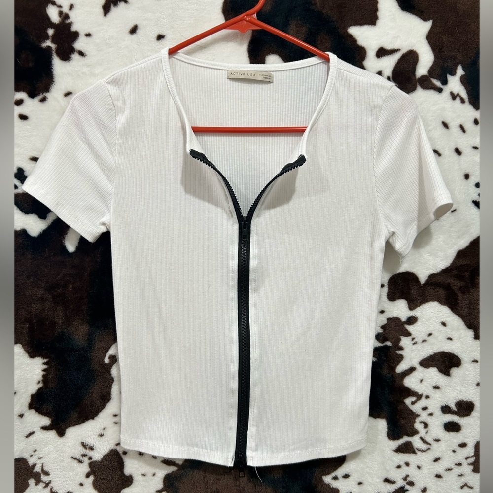 Zip Front Gym Tee